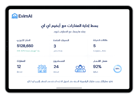 Property management dashboard on tablet