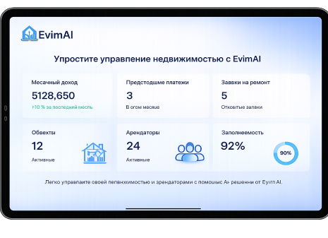Property management dashboard on tablet