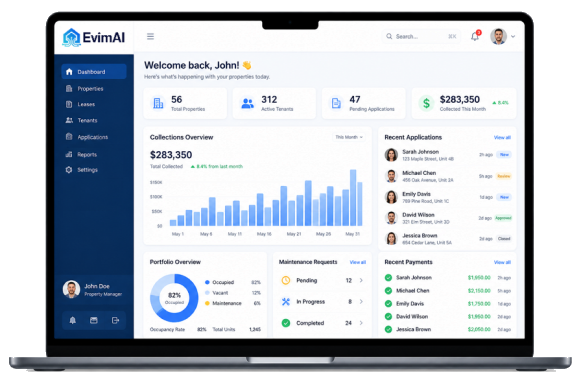 EvimAI property manager dashboard